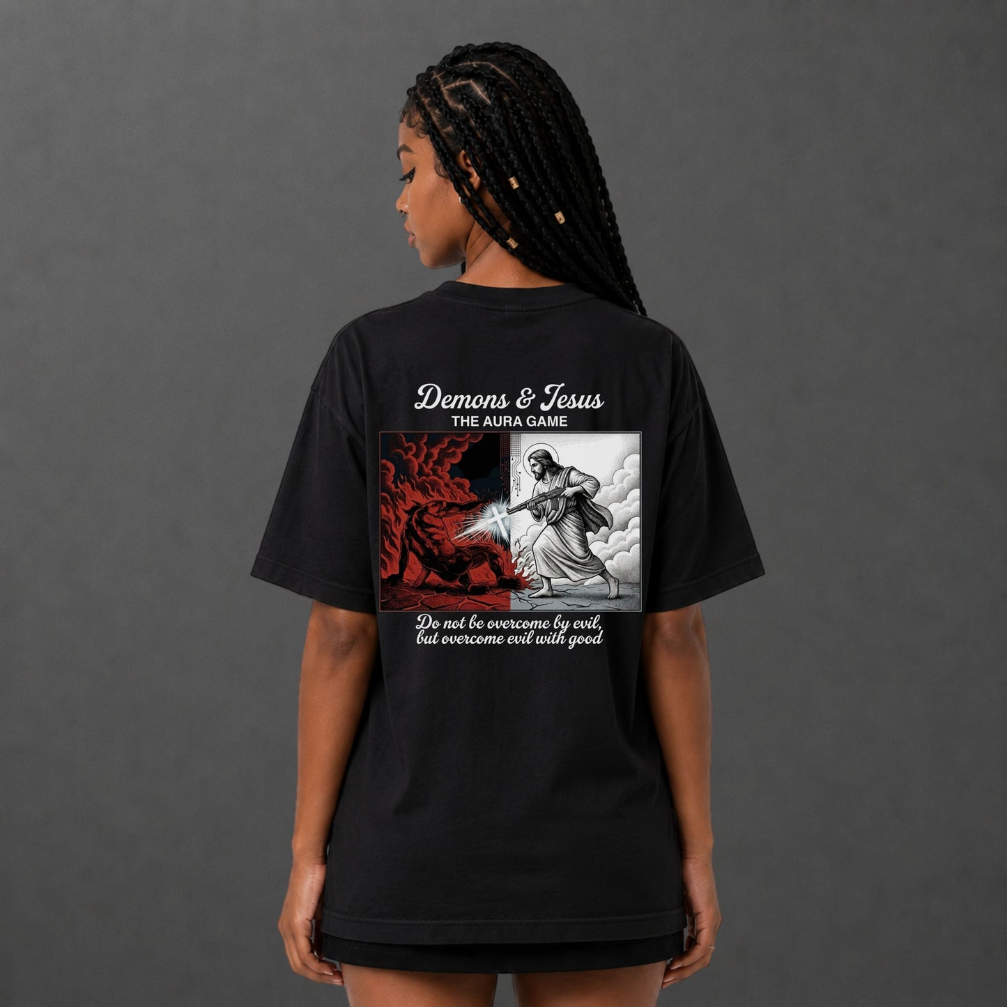 Camiseta Oversized Demon And Jesus