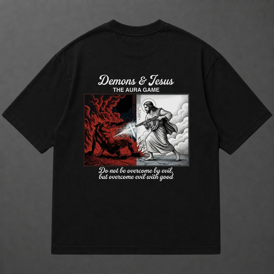 Camiseta Oversized Demon And Jesus