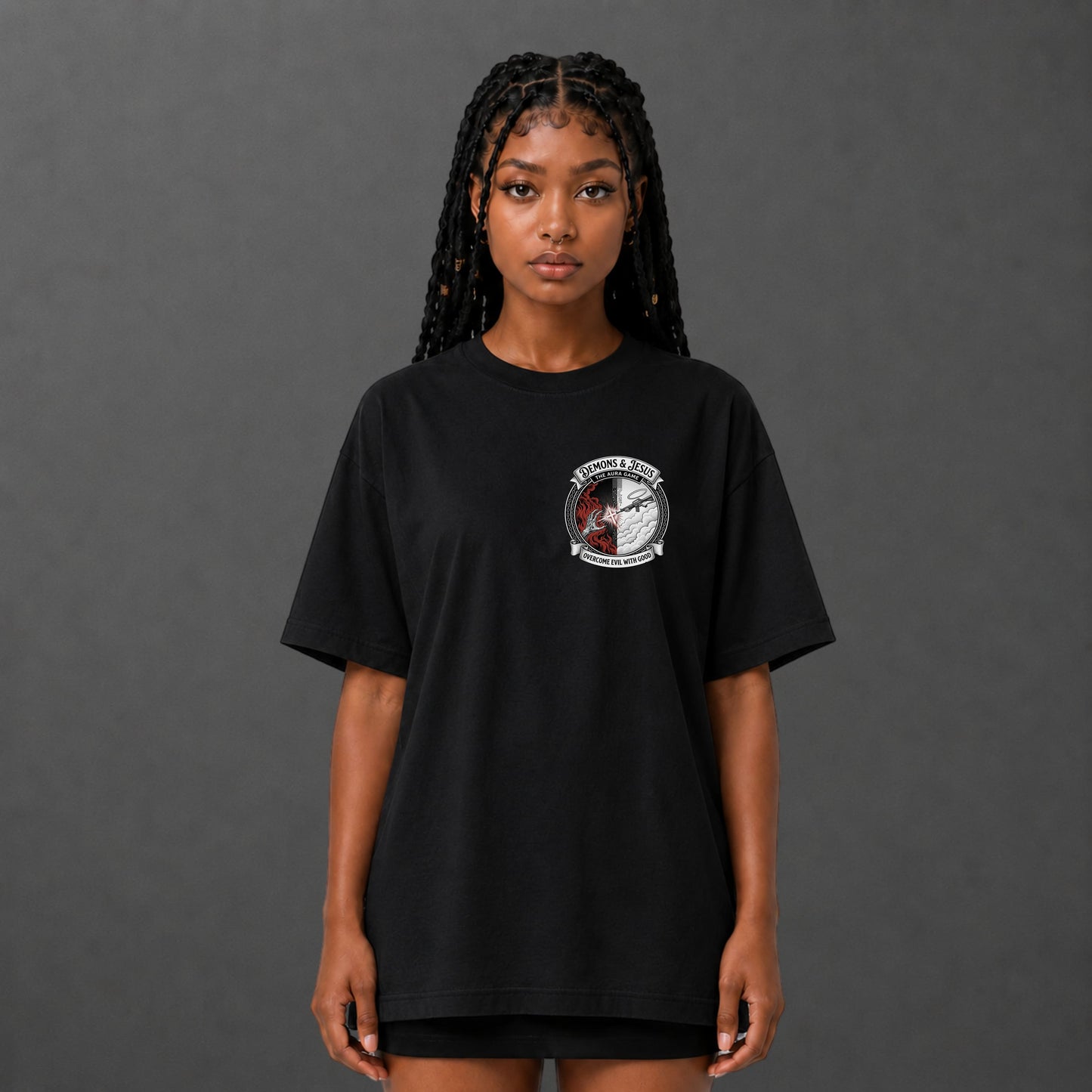Camiseta Oversized Demon And Jesus
