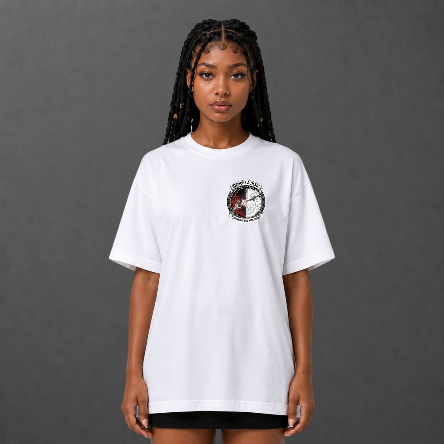 Camiseta Oversized Demon And Jesus
