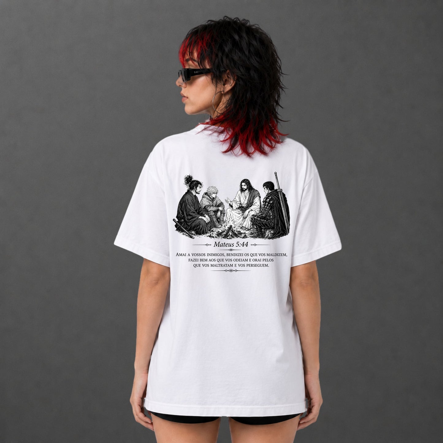 Camiseta Oversized Jesus Entre Guerreiros
