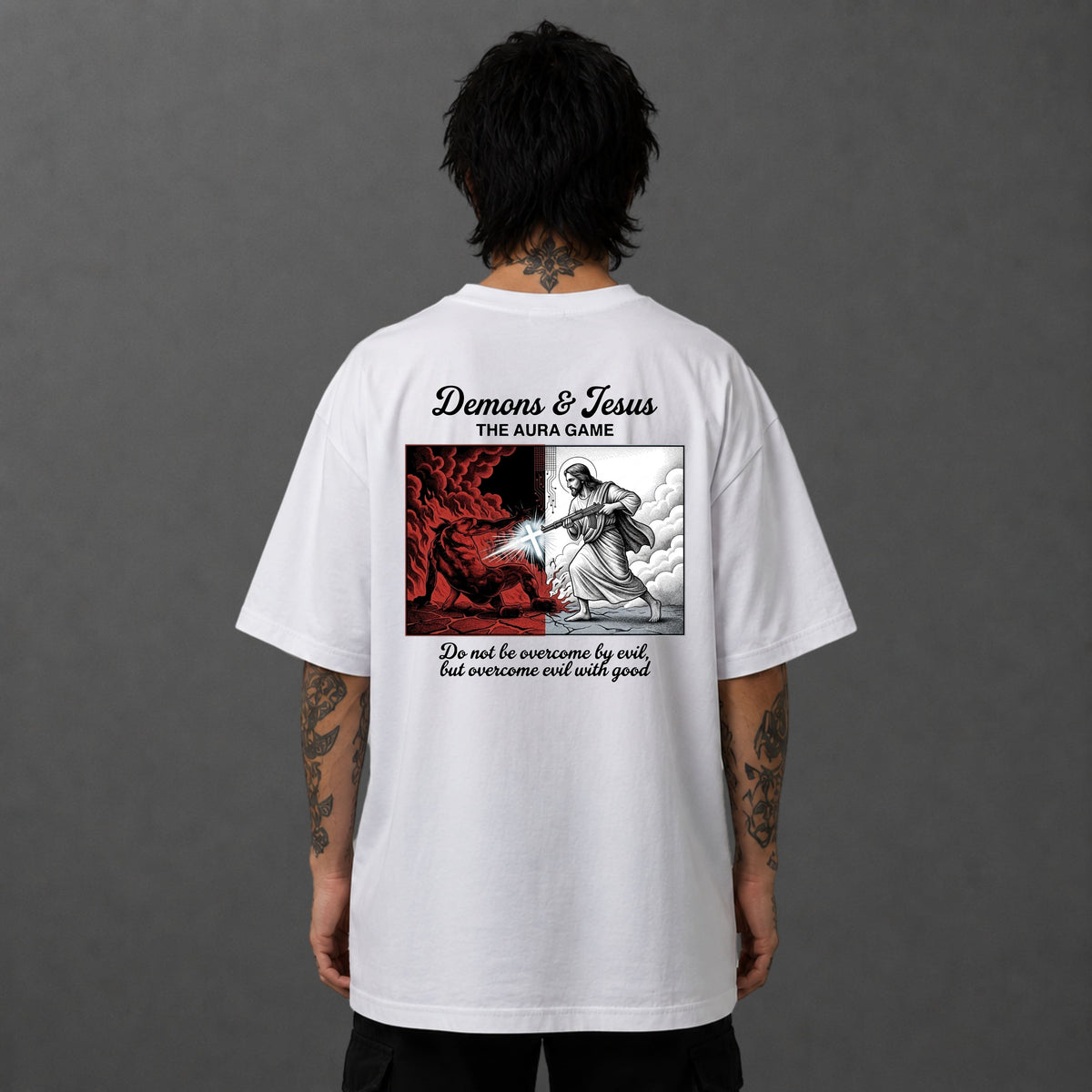 Camiseta Oversized Demon And Jesus