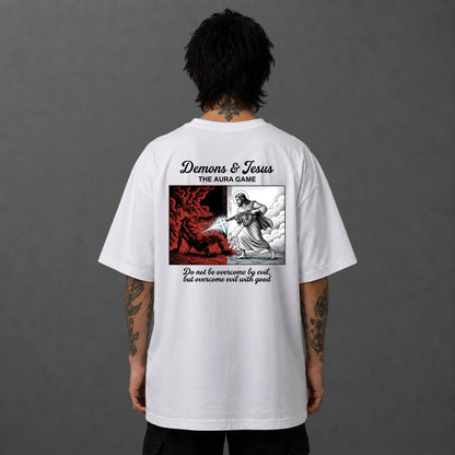 Camiseta Oversized Demon And Jesus