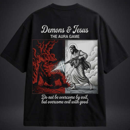 Camiseta Oversized Demon And Jesus